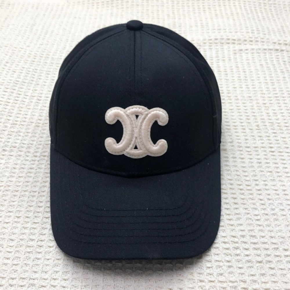 Celine Black Hat with Cream Emblem
